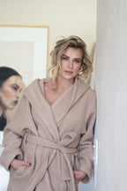 Woollen beige bathrobe