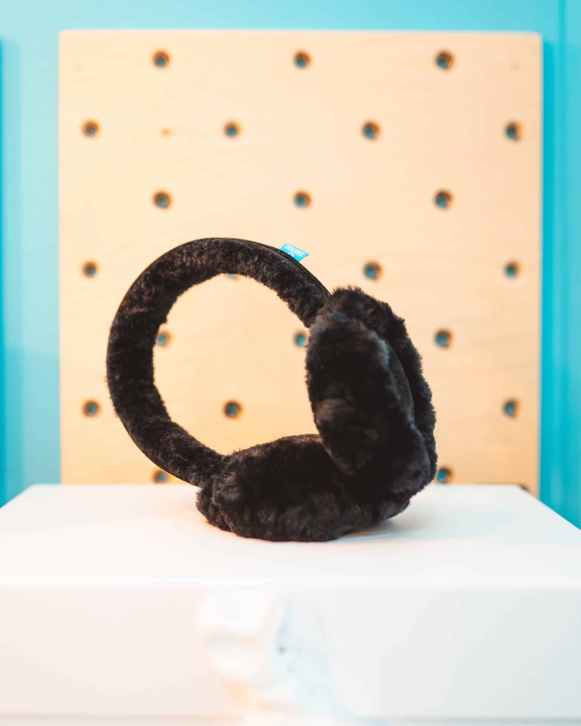 Black sheepskin ear muffs