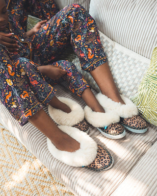 Leopard Sheepers slippers matching set