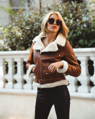 Chestnut aviator shearling jacket