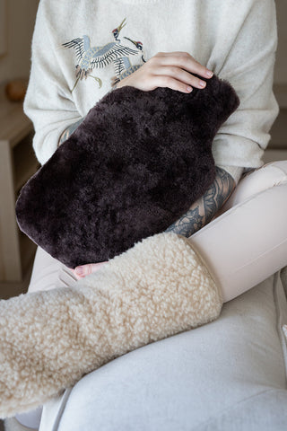 Handmade Sheepskin Hot Water Bottle Cover in Brown