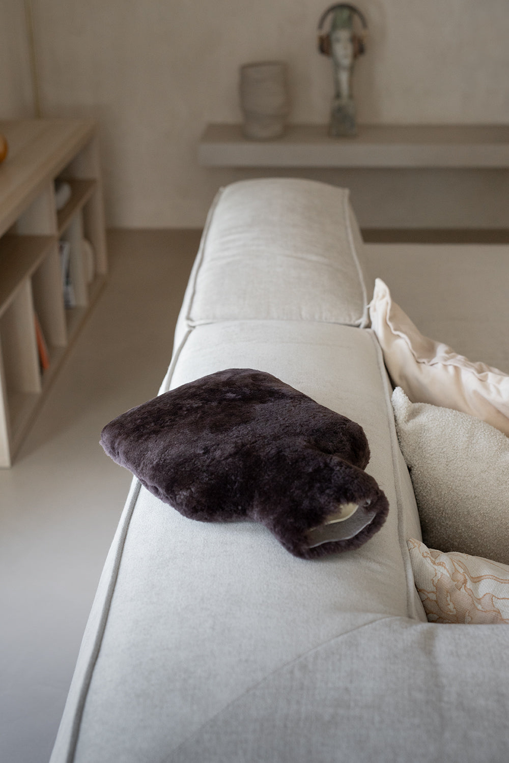 Handmade Sheepskin Hot Water Bottle Cover in Brown