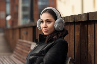 Grey sheepskin ear muffs