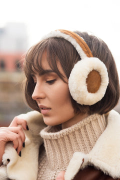 Chestnut sheepskin ear muffs