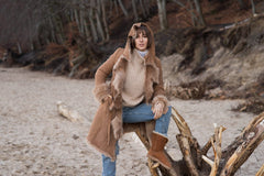 Sand toscana shearling coat