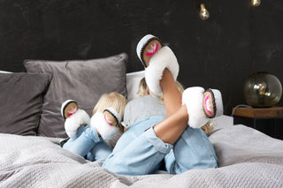 Sen Pink Sheeeprs women and child matching slippers set