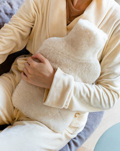Sheepskin hot water bottle cover in cream